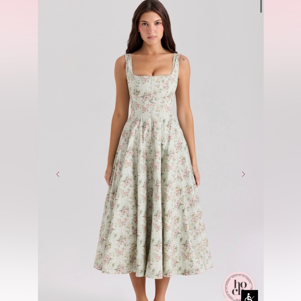 House of CB MARIABELLA Sage Floral Midi Dress - Picture 4 of 6